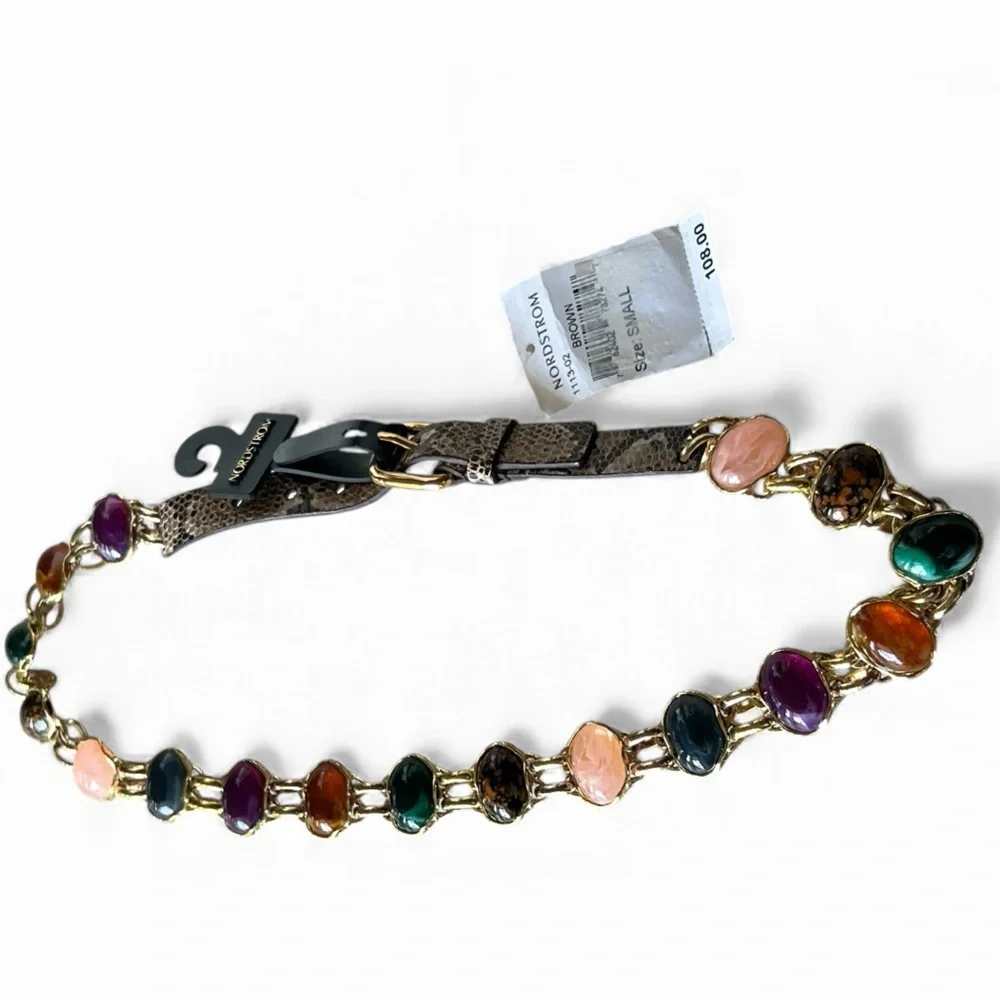 NORDSTROM Statement Belt Colorful Multi Vibrant Stone Embellished